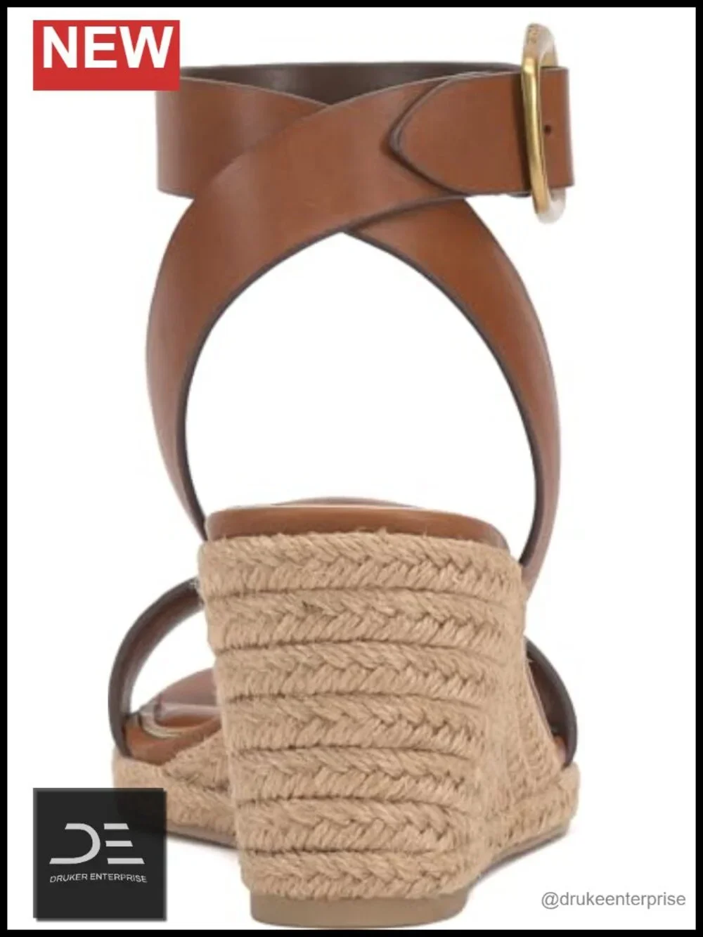 Espadrille Wedge Sandals Leather Ankle Strap Open Toe